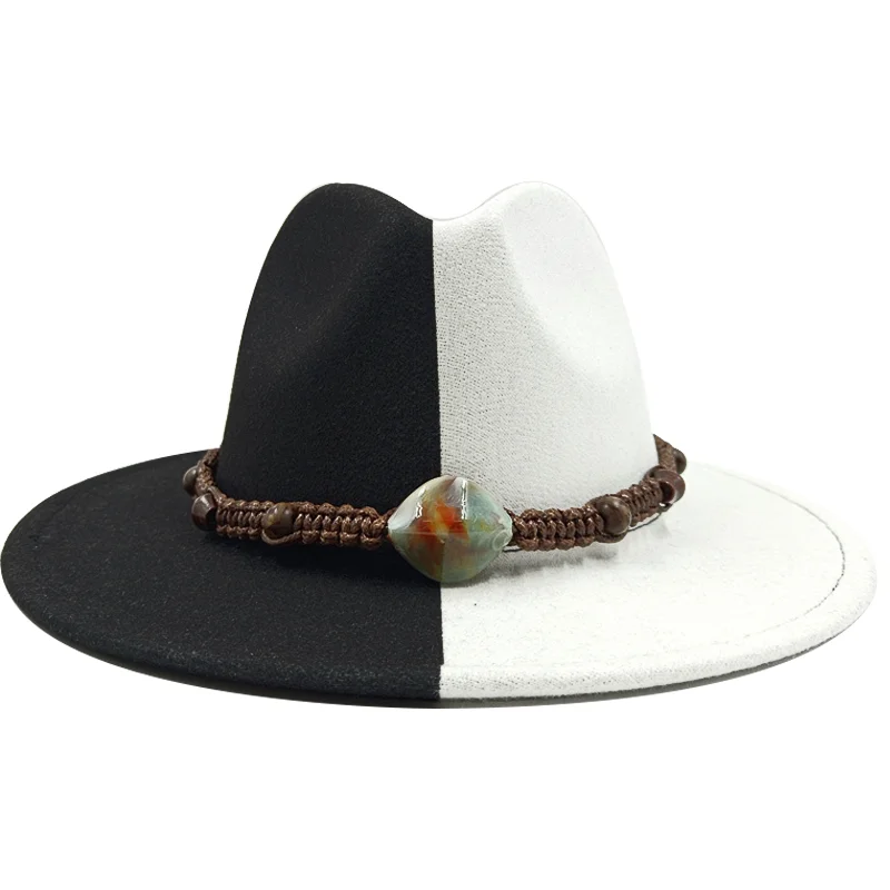 Dual color Fedora hat patchwork accessories jazz hat surface belt soft Fedora hat classic men's and women's blue jazz sombreros