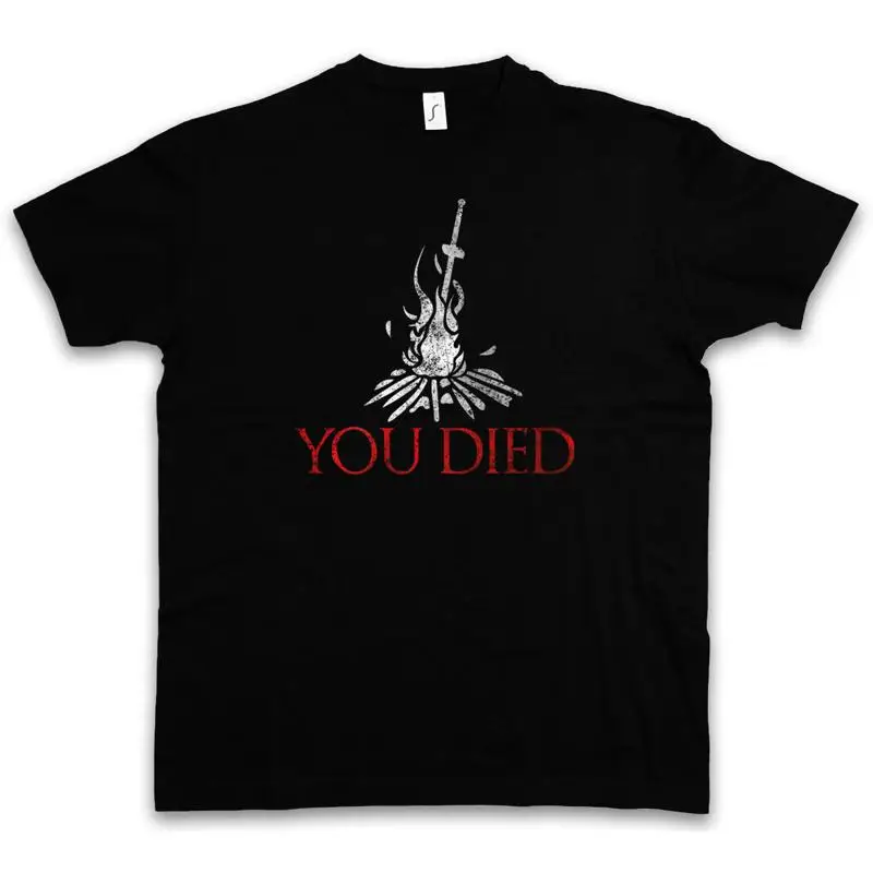 

YOU DIED DARK T SHIRT Firelink Shrine Dark Gamer Nerd Souls Game Sun
