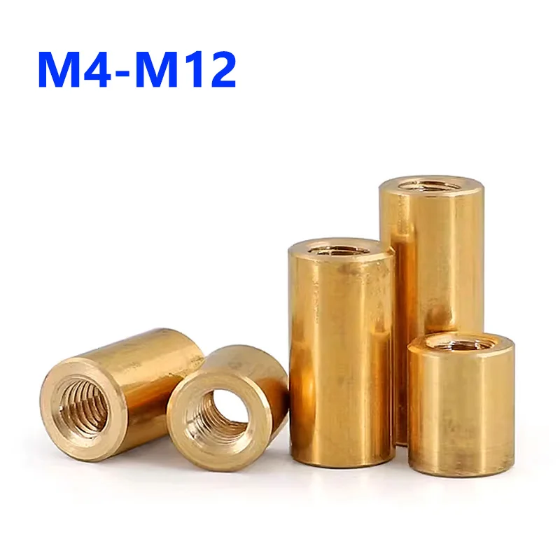 M4 M5 M6 M8 M10 M12 Brass Round Thumb Long Nuts Female Thread Hollow Pillar Column Lengthen Round Coupling Nuts