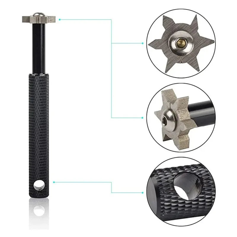 6-in-1 Golf-Rillenschärfer, tragbares Werkzeug zum Reinigen und Nachschärfen von Rillen für Wedges, Eisen, Putter und Utility-Clubs, ein ideales Golfgeschenk für Golfer. – Detail 6