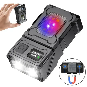 USB oplaadbare LED-zaklamp Draagbare staartmagneet Zaklamp Super heldere campinglantaarn Zijkant COB Nood MINI-licht