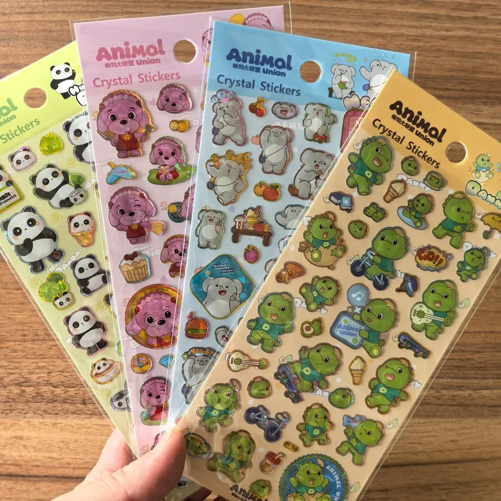 4 أوراق ملصقات كريستال الحيوان لامعة ملونة الحيوان الشارات DIY بها بنفسك الحرف المجلات هدية الديكور BulingBulingStickers Store #1