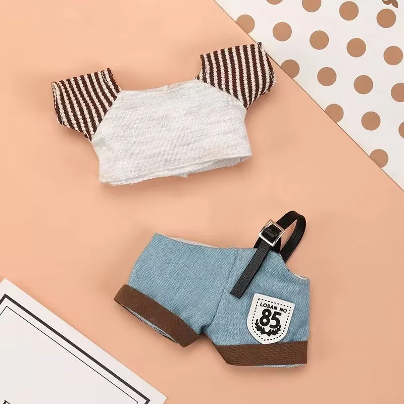 فستان دمية مقاس 17 سنتيمتر، قطيفة من دمى الجيل الثالث الأول والثاني، مجموعة فينيل، وزرة جينز عصرية للتغيير