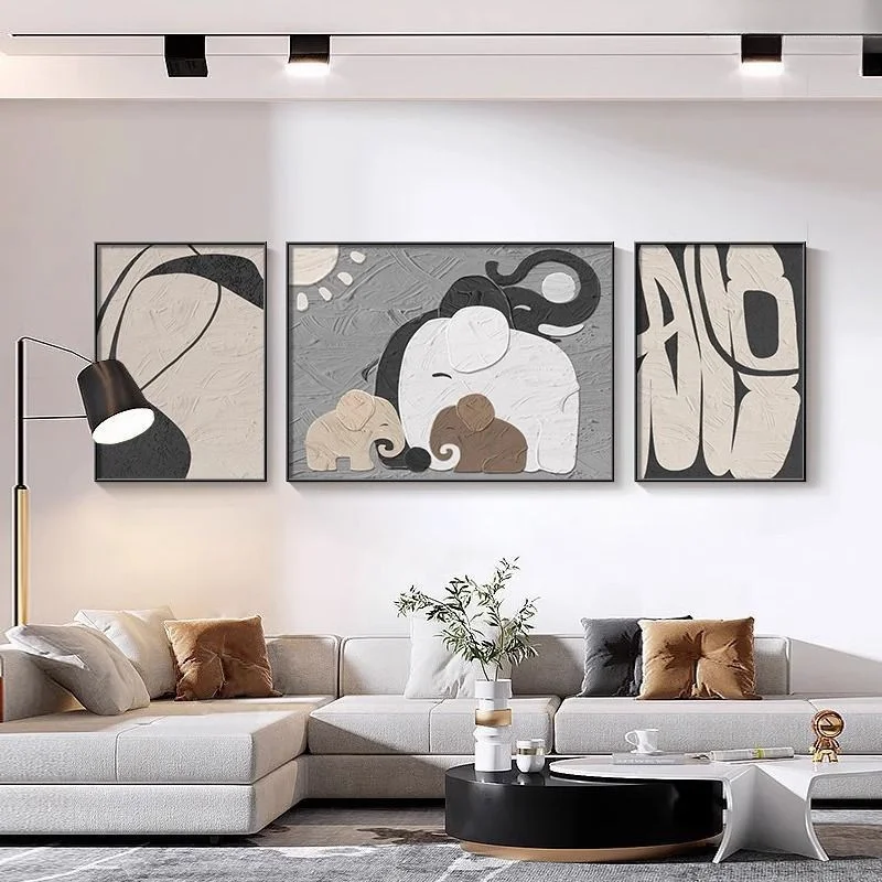 

Modern Jane Abstract Atmospheric Decoration Living Room Sofa Background Wall High Sense Elephant Canvas Painting