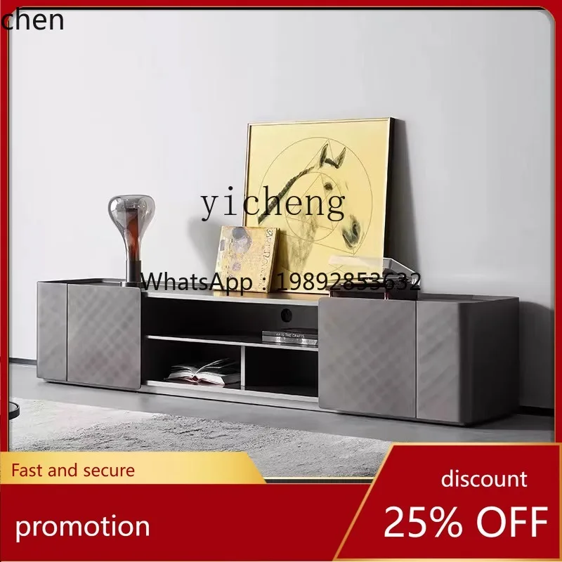 

HXL light luxury TV cabinet simple living room low floor cabinet furniture metallic paint