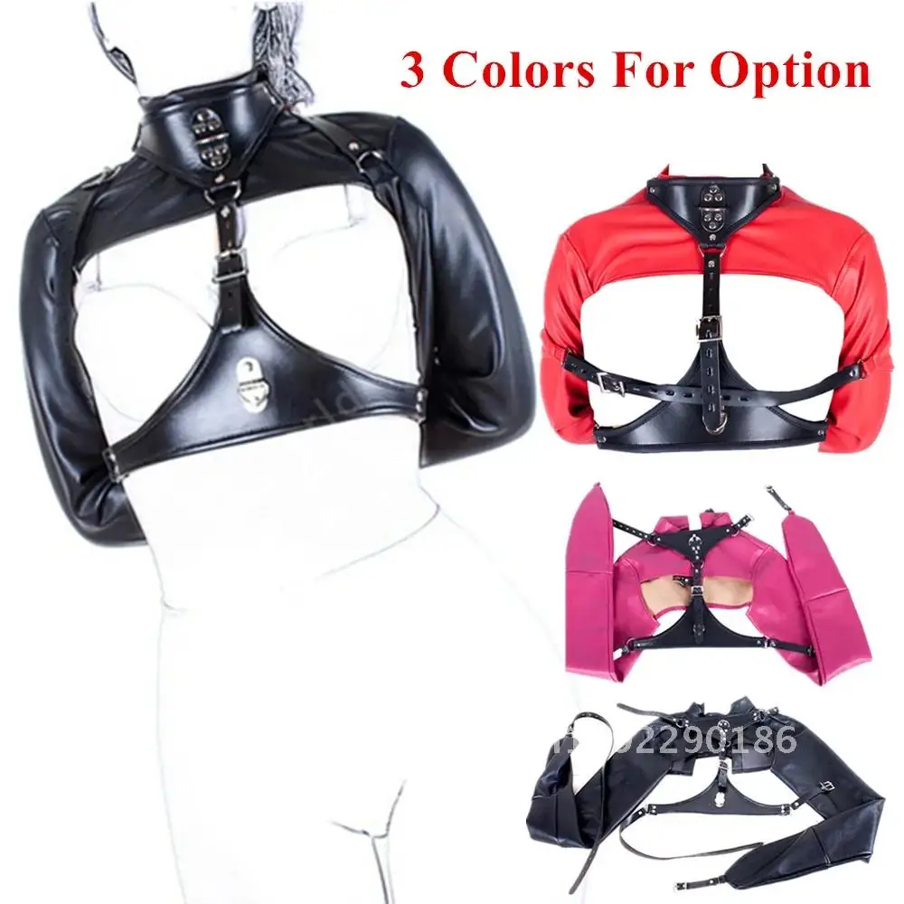 Sex Bondage BDSM Giocattoli Restrizioni per il torace Imbracatura Donna PU Prodotti per adulti Negozio Costume Giochi in pelle sexy erotici 18 Camicia di forza