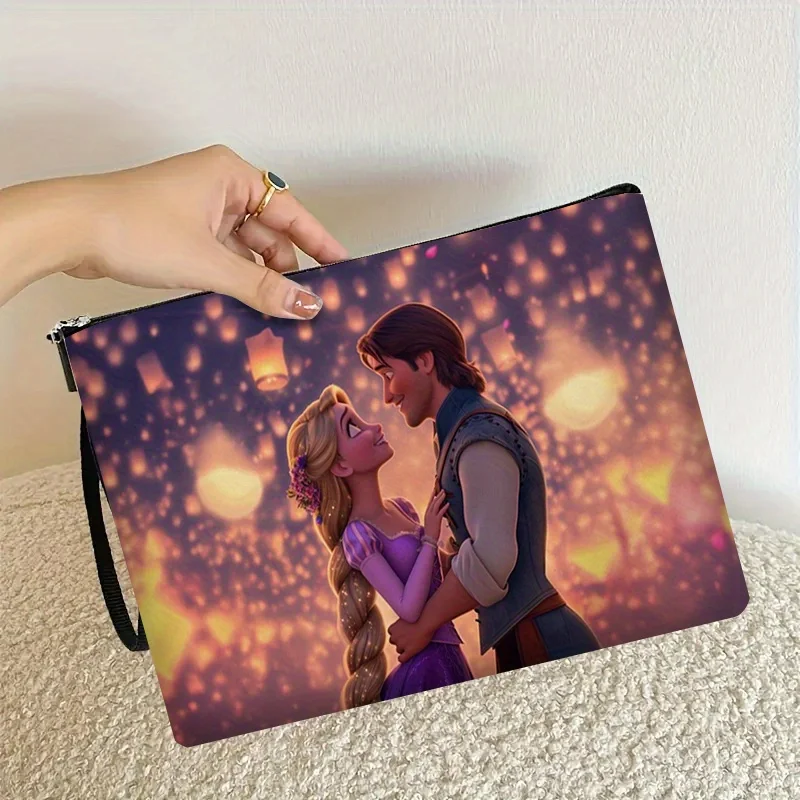 디즈니 라푼젤과 유진 로맨틱 만남 프린트 화장품 가방 1개 - 여성용 귀여운 다기능 지퍼 가방, 완벽한 여행용 지퍼 보관 가방