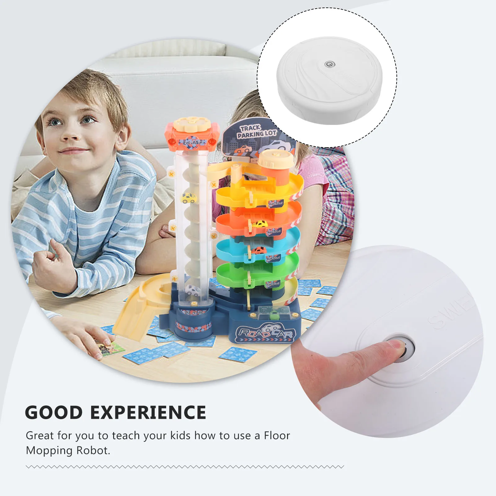 1 Piece Simulation Mopping Robot for Children Educational Role Play Artificial Floor Sweeper Rechargeable Fun Learning White