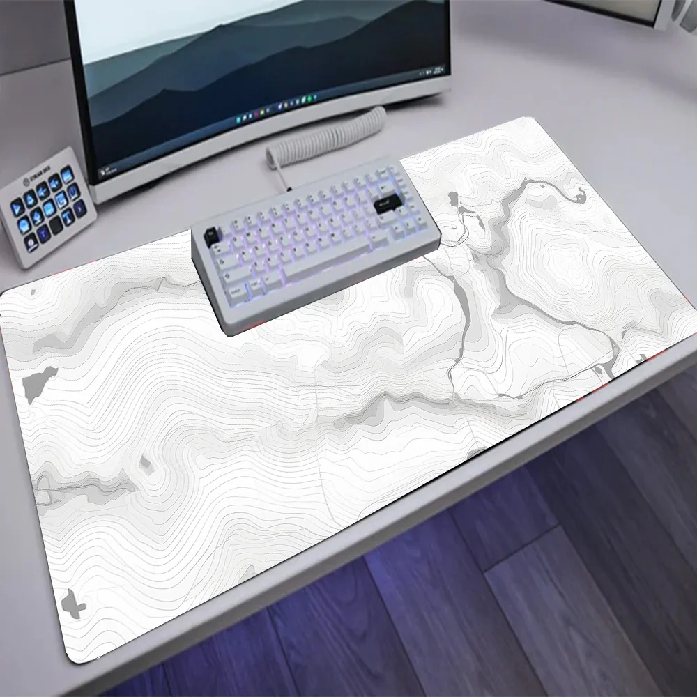White Mouse Pad Aesthetic Desk Protector Mausepad Desktops Keyboard Custom Playmat Large Mousepad 300x800 Accessories for Office image 4