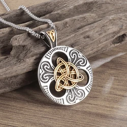 Jewelry Round Celtic Knot Necklace for Men Nordic Rune Amulet Fashion Sweater Necklace Gift