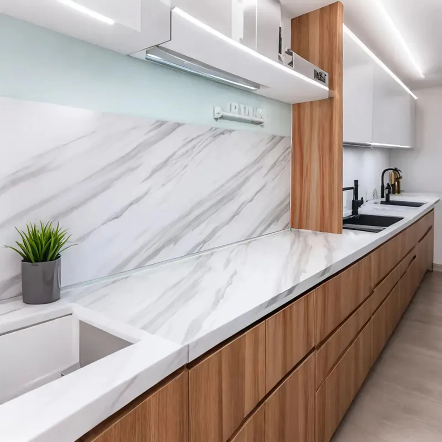 55 سنتيمتر الرخام ذاتية اللصق خلفية المطبخ خزانة موقد كونترتوب ورق اتصال بولي كلوريد الفينيل مقاوم للماء تجديد بلاط ملصقات جدار #3