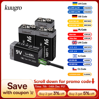 Kuugro USB 9V Rechargeable Battery 1100mAh Type-C Rechargeable 6F22 9V Li-ion Battery for RC Helicopeter Model Multimeter Toy