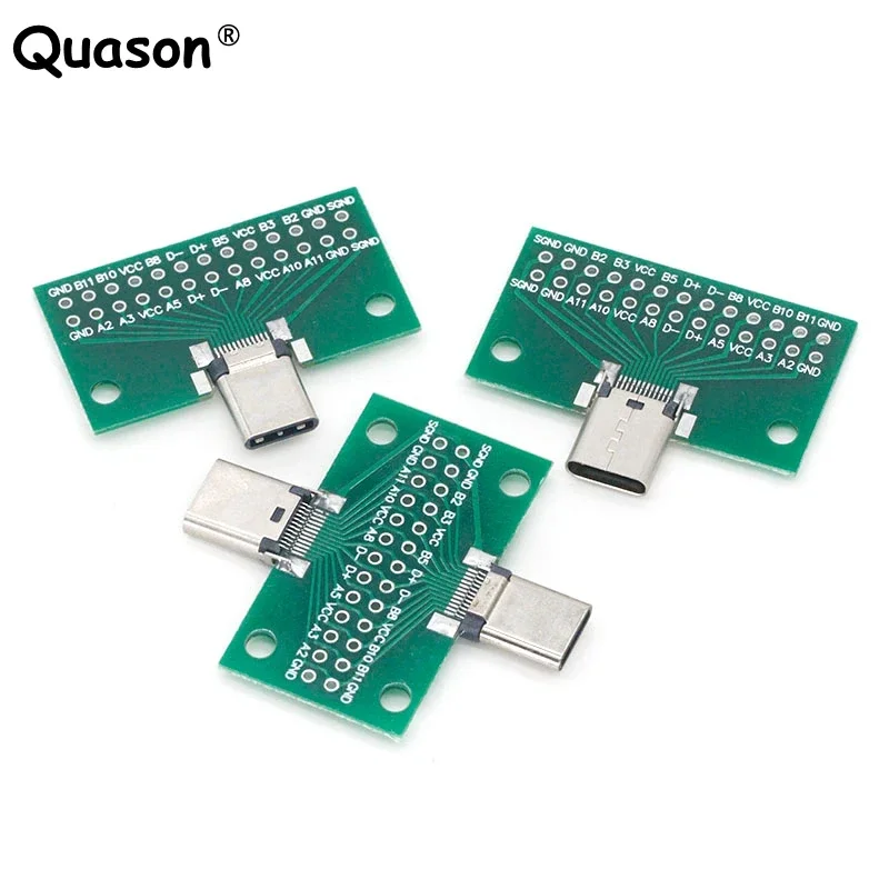 Type-C Male to Female USB 3.1 Test PCB Board Adapter Type C 24P 2.54mm Connector Socket For Data Line Wire Cable Transfer