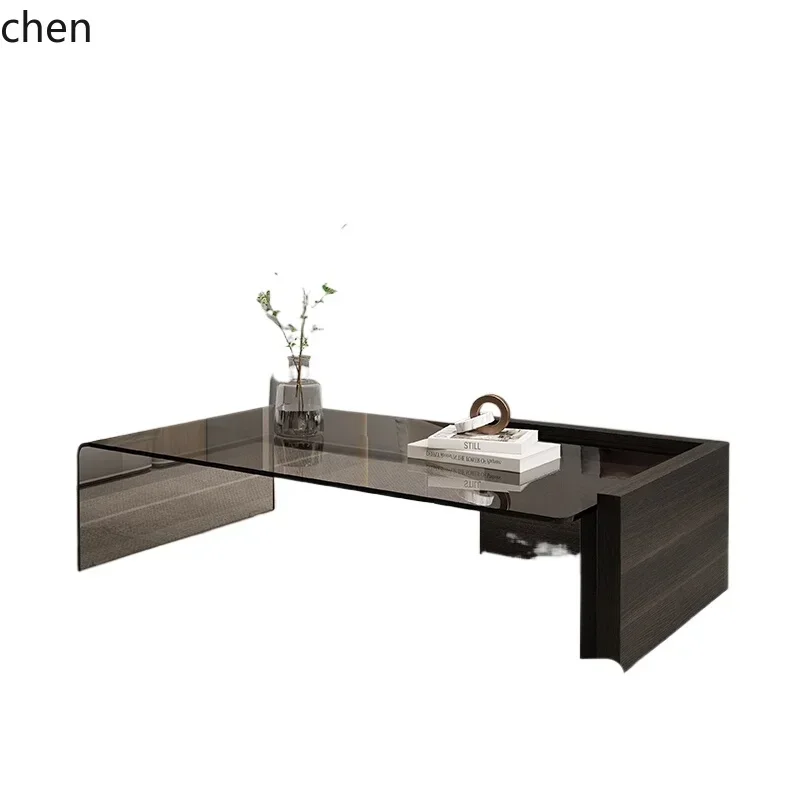 Minimalist Glass Coffee Table Rectangular Lig Luxury High-end Art Modern Home Living Room-N10