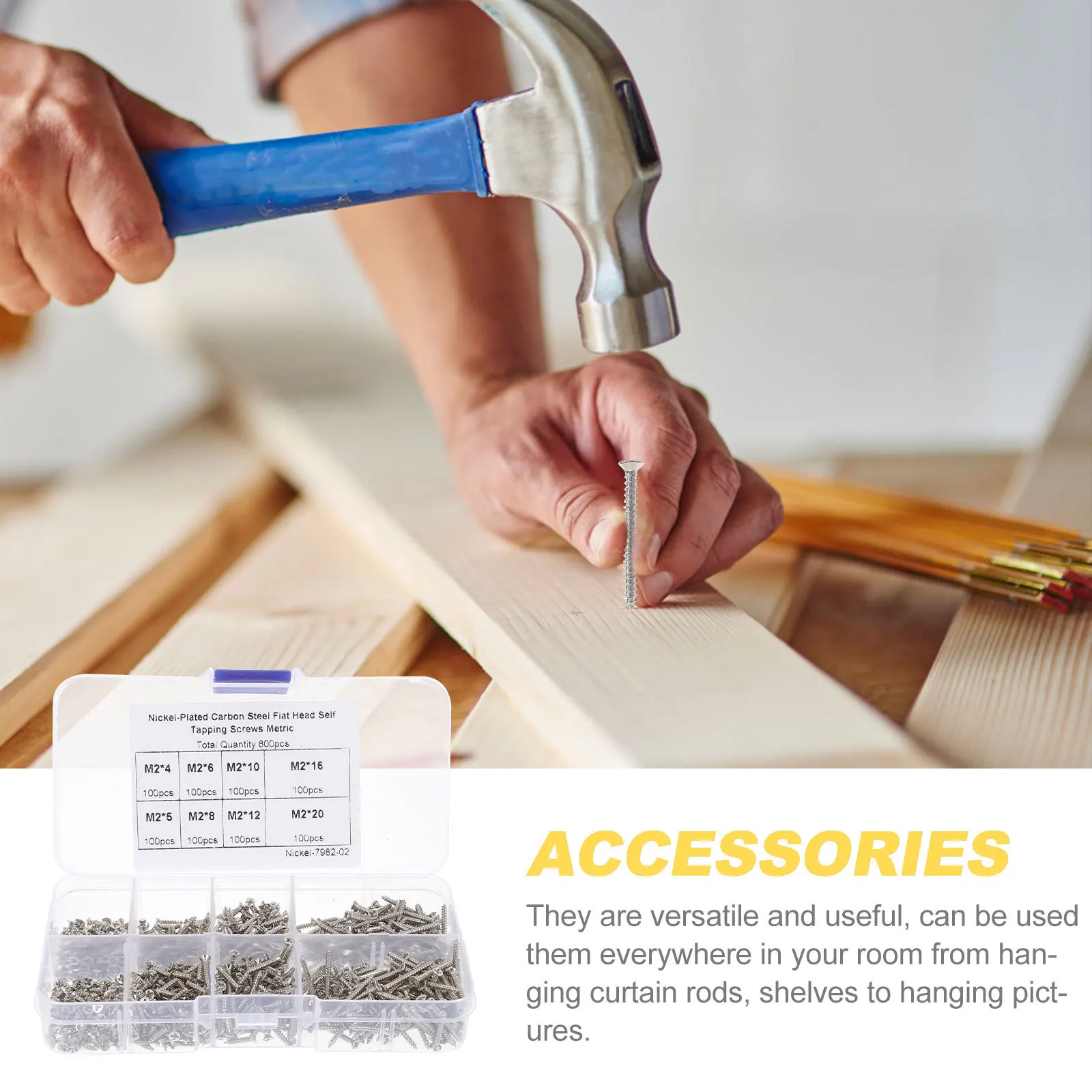 

1Set Countersunk Screws M2 Flat Head Tapping Screws Stable Practical Design Widely Used in Computers Electrical Appliances