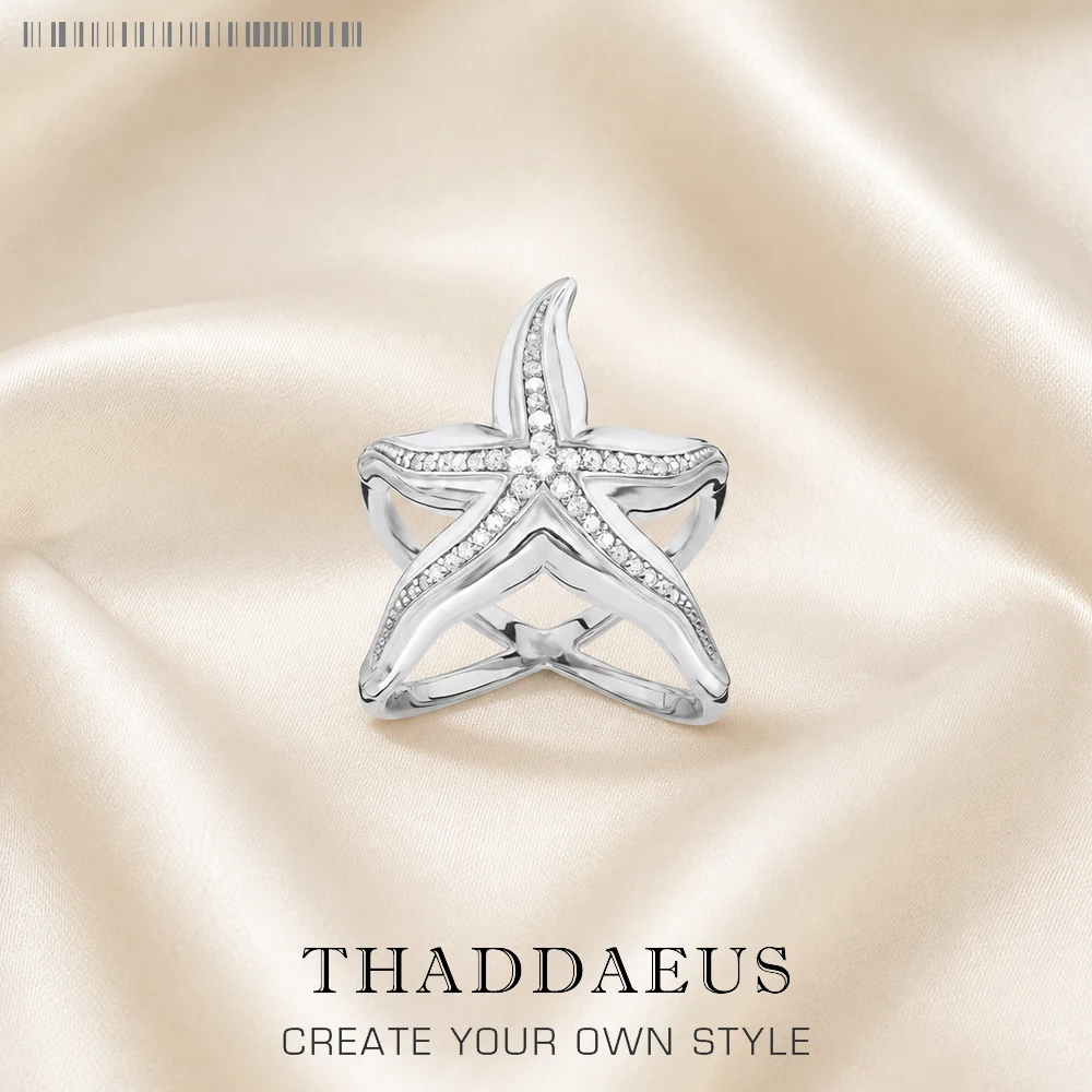 Seestern-Statement-Ring, brandneuer feiner Schmuck aus 925er-Sterlingsilber, romantisches Geschenk für Frauen