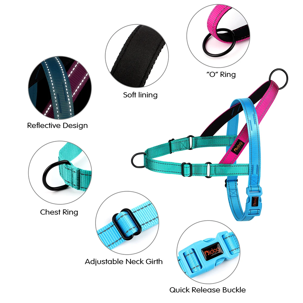 Nylon Dog Harness Reflective Dog Harnesses No Pull Pet Vest Durable for Medium Large Dogs Pitbull French Bulldog Adjustable
