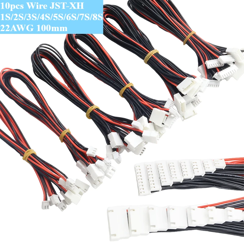 

10 шт. провод JST-XH 1S/2S/3S/4S/5S/6S/7S/8S 22AWG 100 мм Lipo Balance Wire Удлинительный зарядный кабель Проводной шнур для RC Lipo батареи