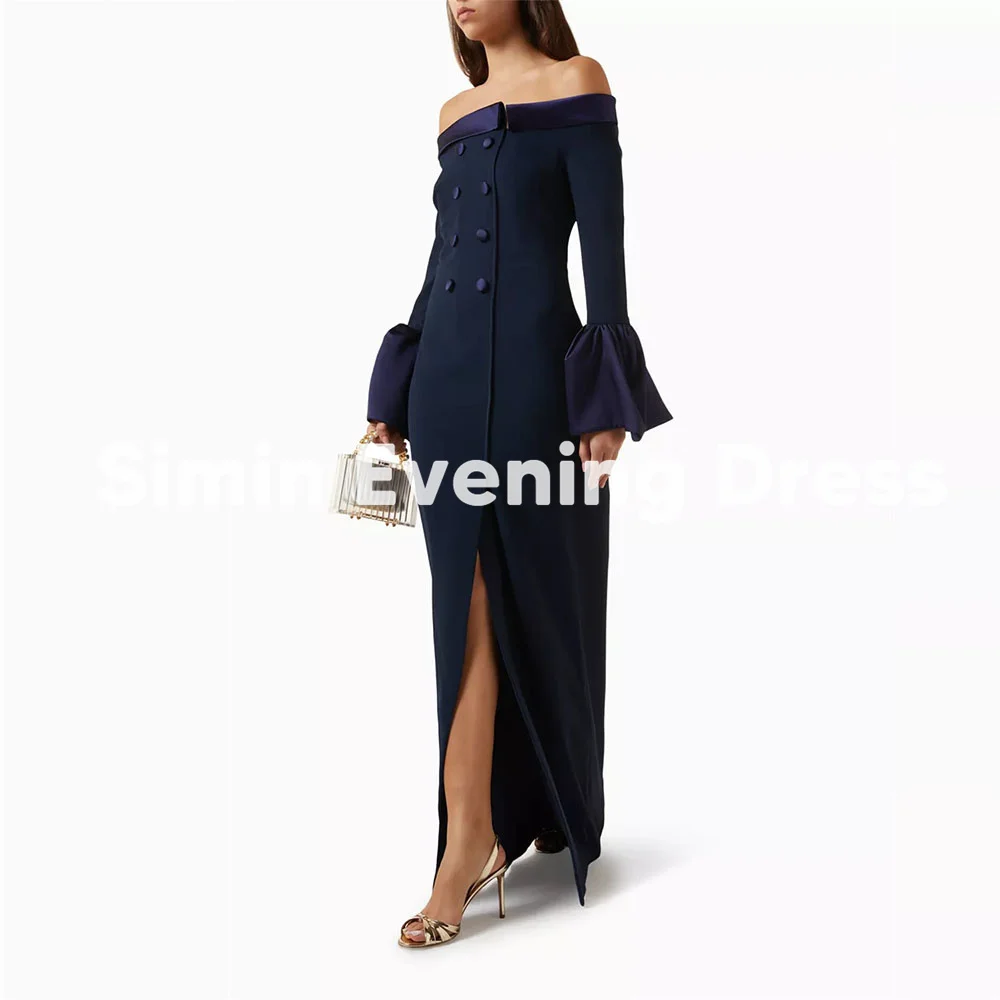 

Simin женские вечерние платья Bateau с прямыми пуговицами и разрезом по индивидуальному заказу, с длинными рукавами, длиной до пола, вечерние элегантные платья 2025