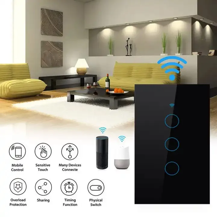 STLF Eu Tuya Wifi مفتاح الإضاءة الذكي شاشة زجاجية لوحة اللمس Alexa التحكم الصوتي عن بعد مفاتيح الجدار اللاسلكية #6
