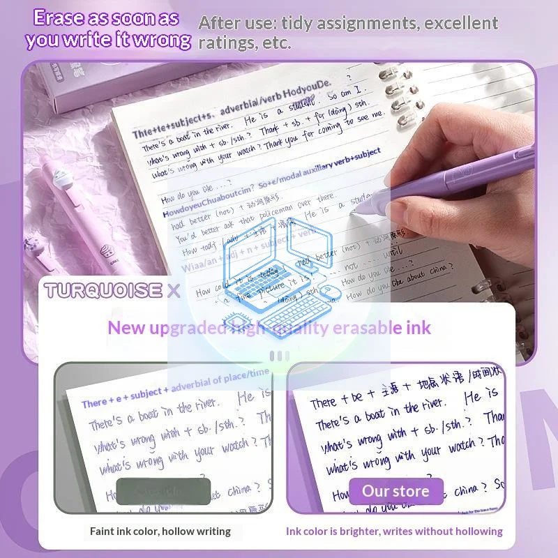 Retractable Eraser Pen Click - 4/6Pcs Erasable Gel Pen Set, 0.5mm