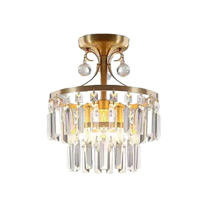 

Crystal American retro entrance ceiling light, European-style cloakroom aisle corridor villa French ceiling light
