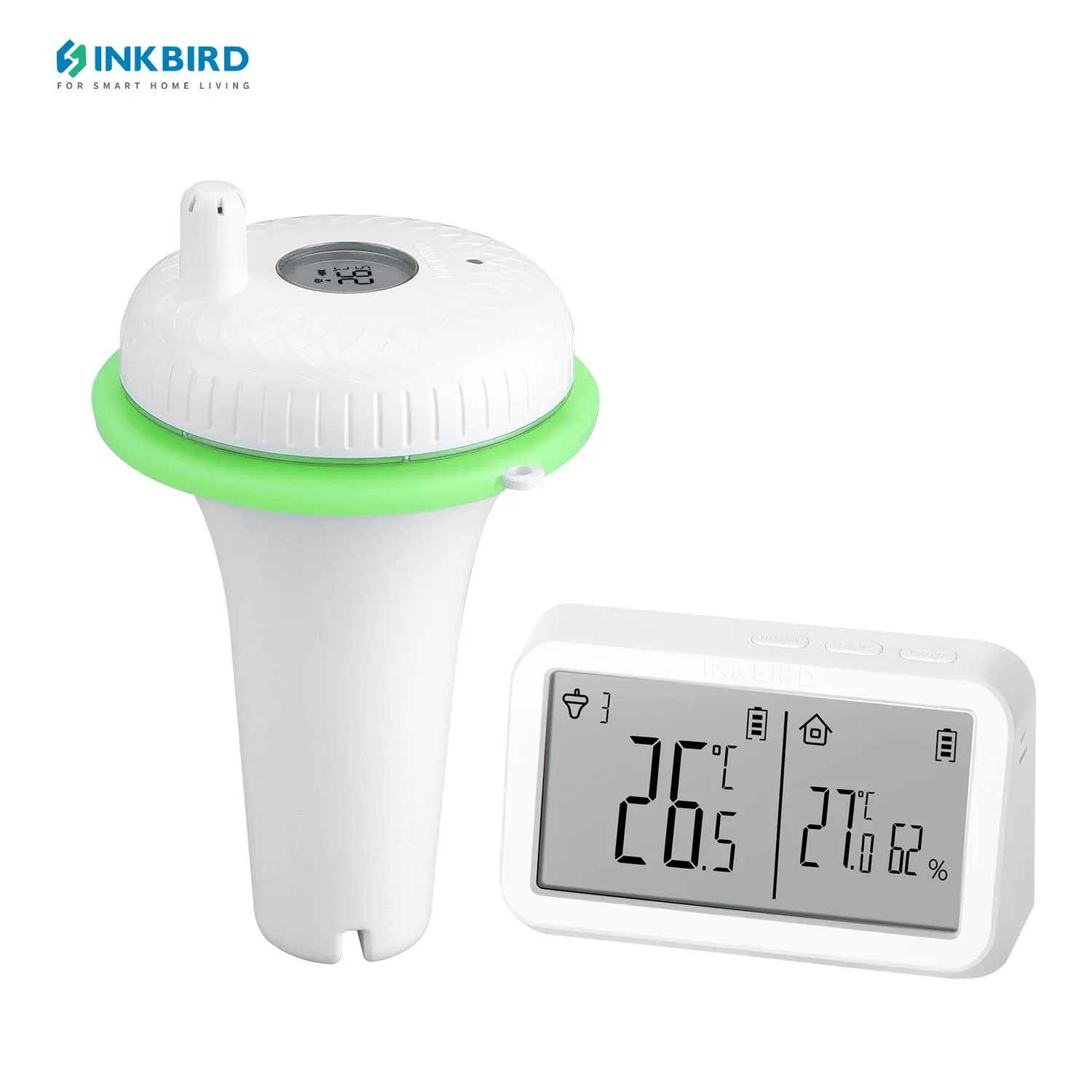 INKBIRD Floating Pool Thermometer with Digital Receiver Indoor Wireless Temperature Humidity Monitor for Swimming Pools, Hot Tub