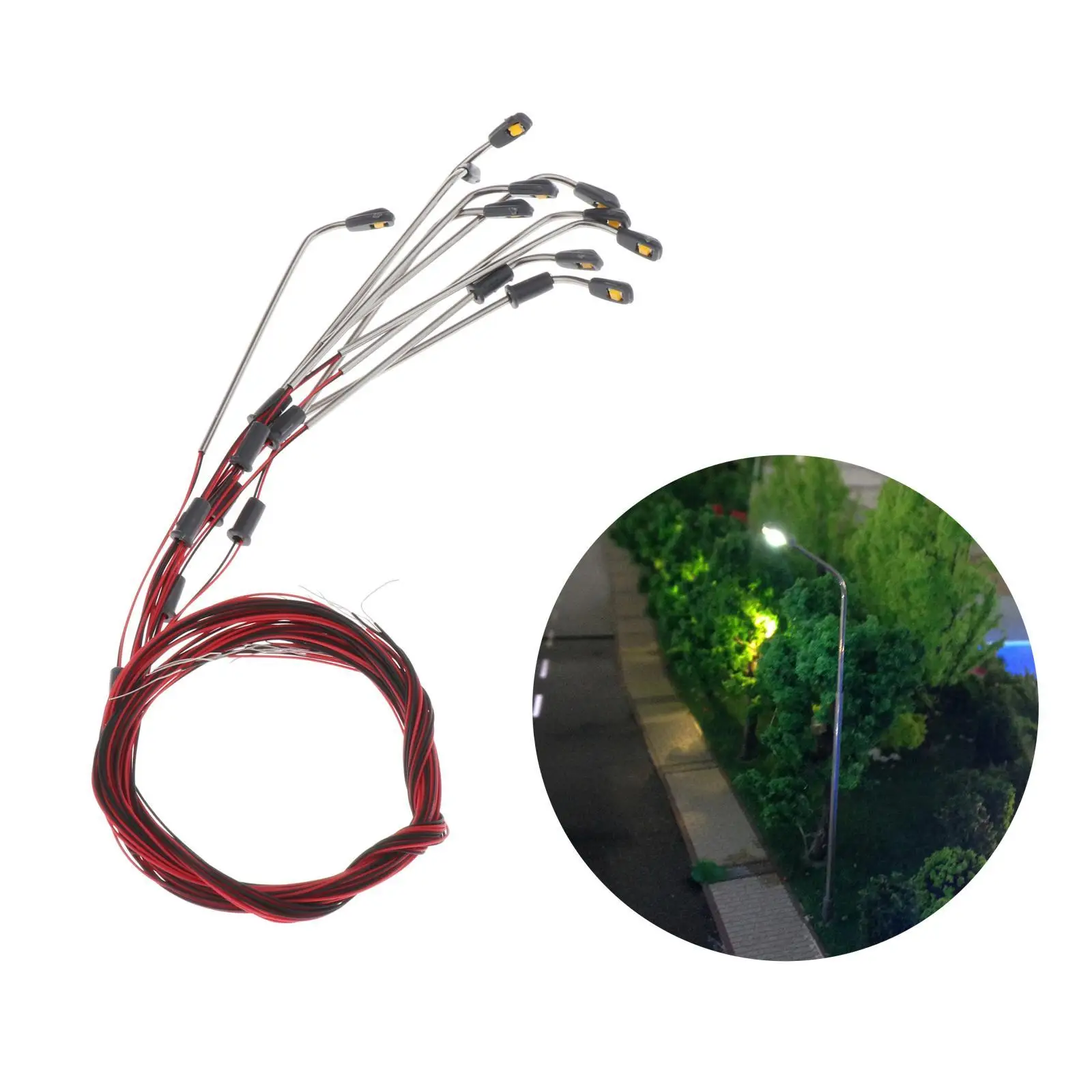 10 Buah Diorama Tiang Lampu 3V Lanskap Lampu Tunggal Kereta Api 1:200