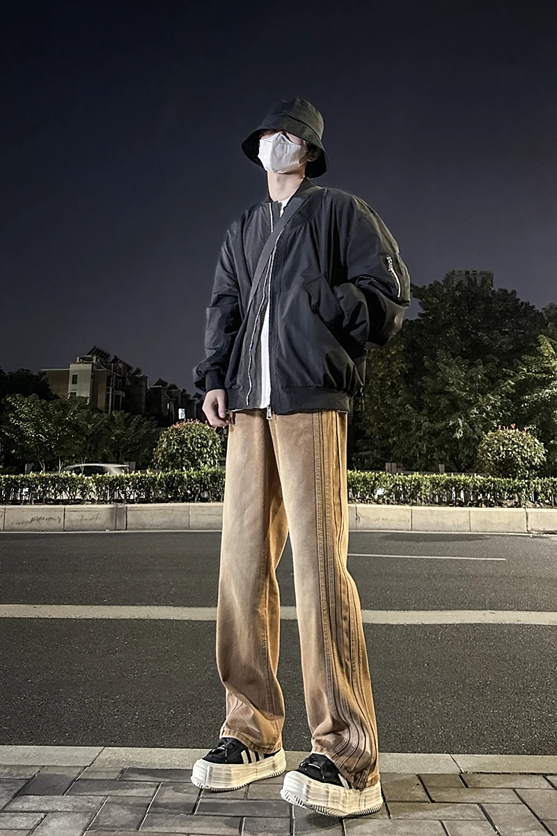 

American Retro Workwear Jeans Men's Straight Leg Haome High Street Pants Spring Autumn Loose Wide Leg Long Trousers