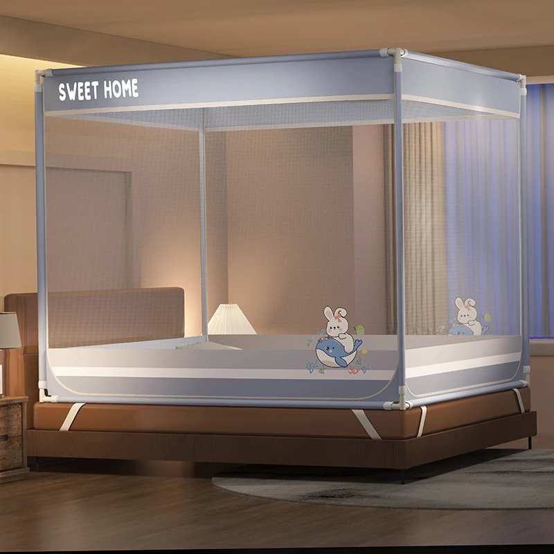 

Детская противомоскитная сетка для спальни с защитой от падения, цельная, не требует установки, утолщенная рама из кованого железа с порошковым покрытием