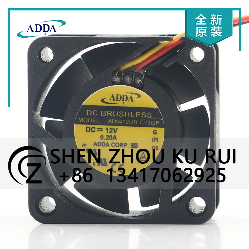 

New ADDA Three-wire 5V 24V 48V DC12V 0.2A AC EC 4020 40X40X20MM 4CM Speed Measurement Ball Mute Micro AD0412UB-C73GP Cooling Fan