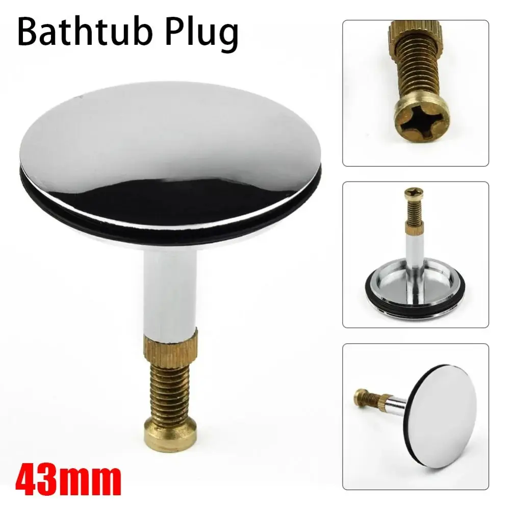 1Pcs New Pop Up Waste Stopper Bathtub Plug Only Flat Seal Brass Bath Stopper 43mm Adjustable Bathroom Tub Drain Filter
