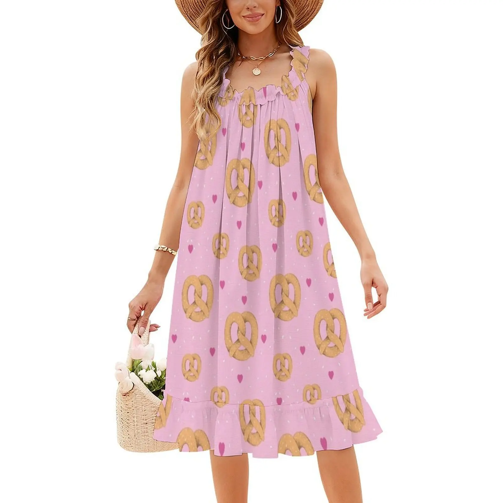 فستان بوهيمي عتيق بنمط سلس وقلب لطيف بأكمام منتفخة أو خيارات بدون أكمام للنساء فستان بريتزل فود #4