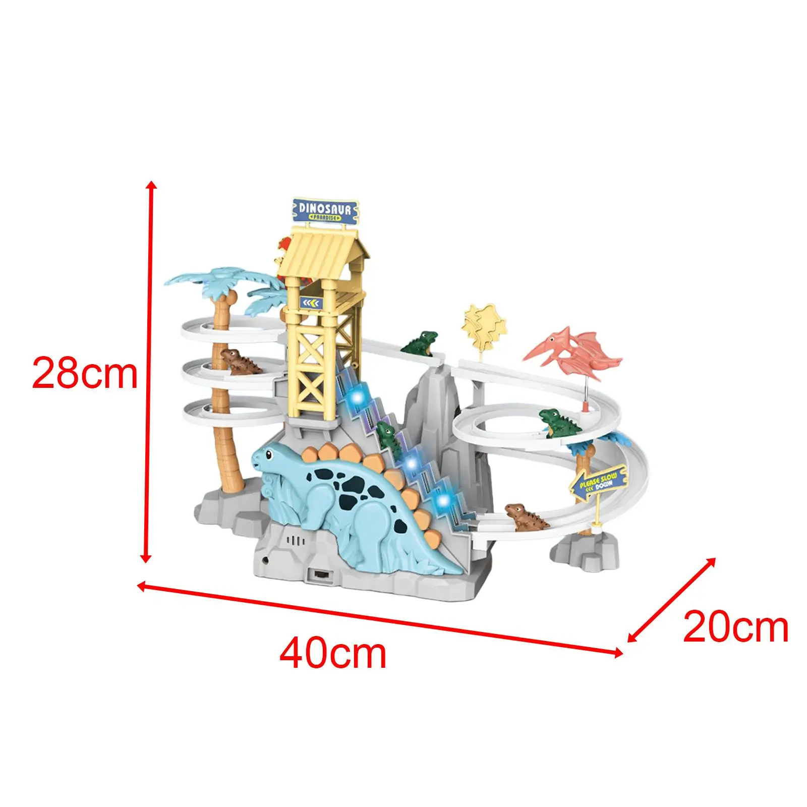 Small Dinosaurs Climbing Stairs Game Climbing Slide Down Electric Race Track Toy