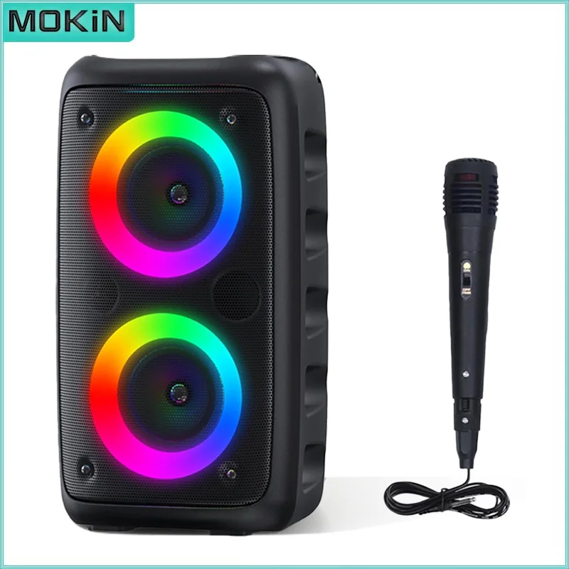 MOKiN Multiple Function RGB Light Wireless Speaker with Charging Cable Support U Disk AUX TF Card Music Playback For Computer