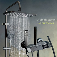 Bathroom Shower Full Set 4 Mode Bathtub Shower System Rain Pressurized Digital LED Shower Sets Hot Cold Shower Faucet