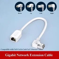 90 Degree RJ45 Angled Ethernet Cable Universal Gigabit Cat6 Male to Female Network Extension Wire Copper CAT5E rj45 Extender