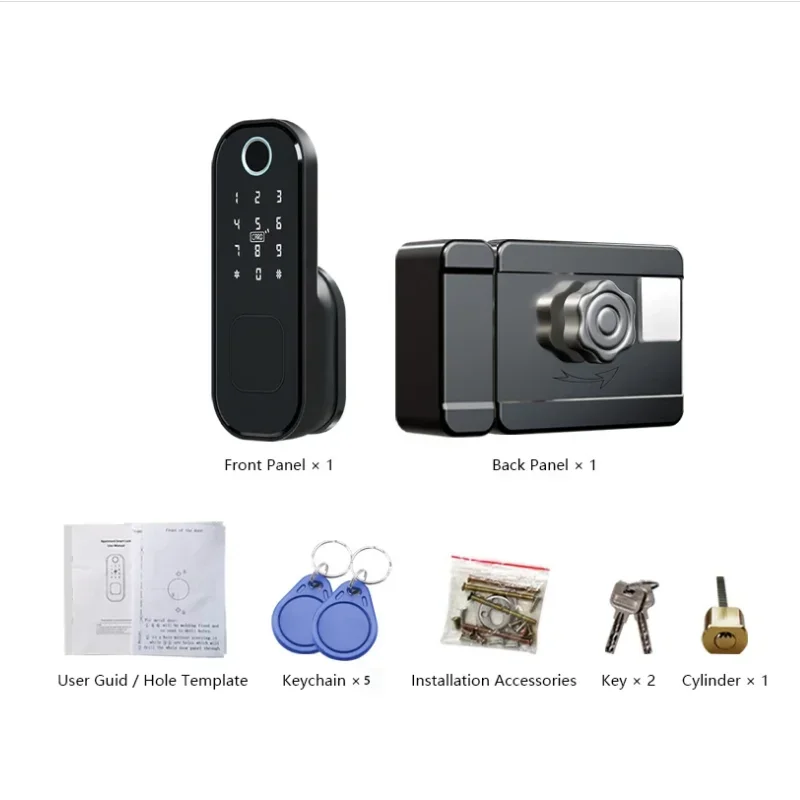 Tuya Smart Lock Waterproof Wifi Fingerprint Rim Lock Smart Card Digital Code Electronic Door Lock For Home Security Mortise