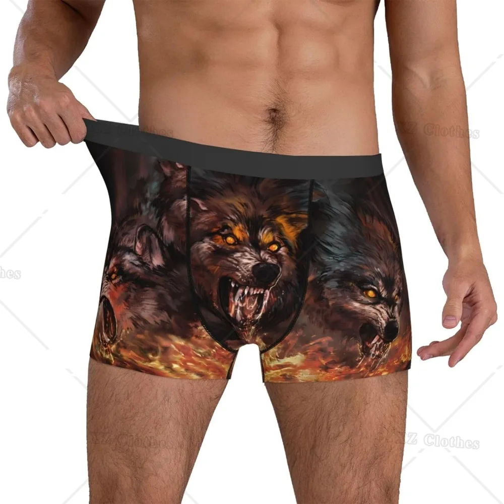 Fierce Wolf Pack Men's Funny Underwear Boxer Briefs Slight Elasticity Male Shorts, Novelty Stylish Gift for Men Boys