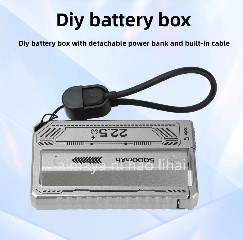 1 welding-free 21700 mobile power supply shell PD20W fast charging with its own cable removable power bank DIY battery case