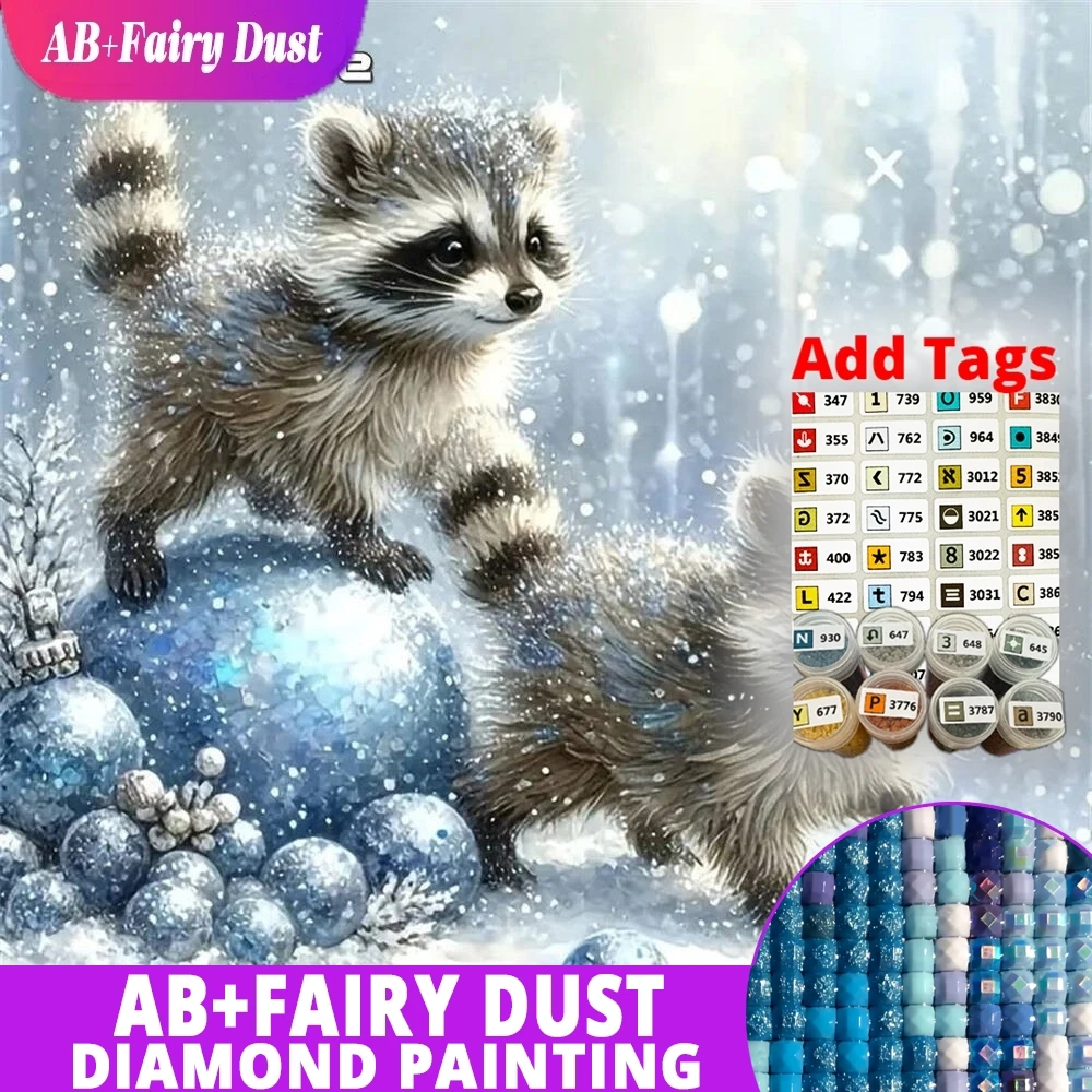 

AB Фея Пыль DIY Алмазная Мозаика Енот Животное Картина Стразы Живопись Зима Полный Квадратный Круглый Детский Хобби