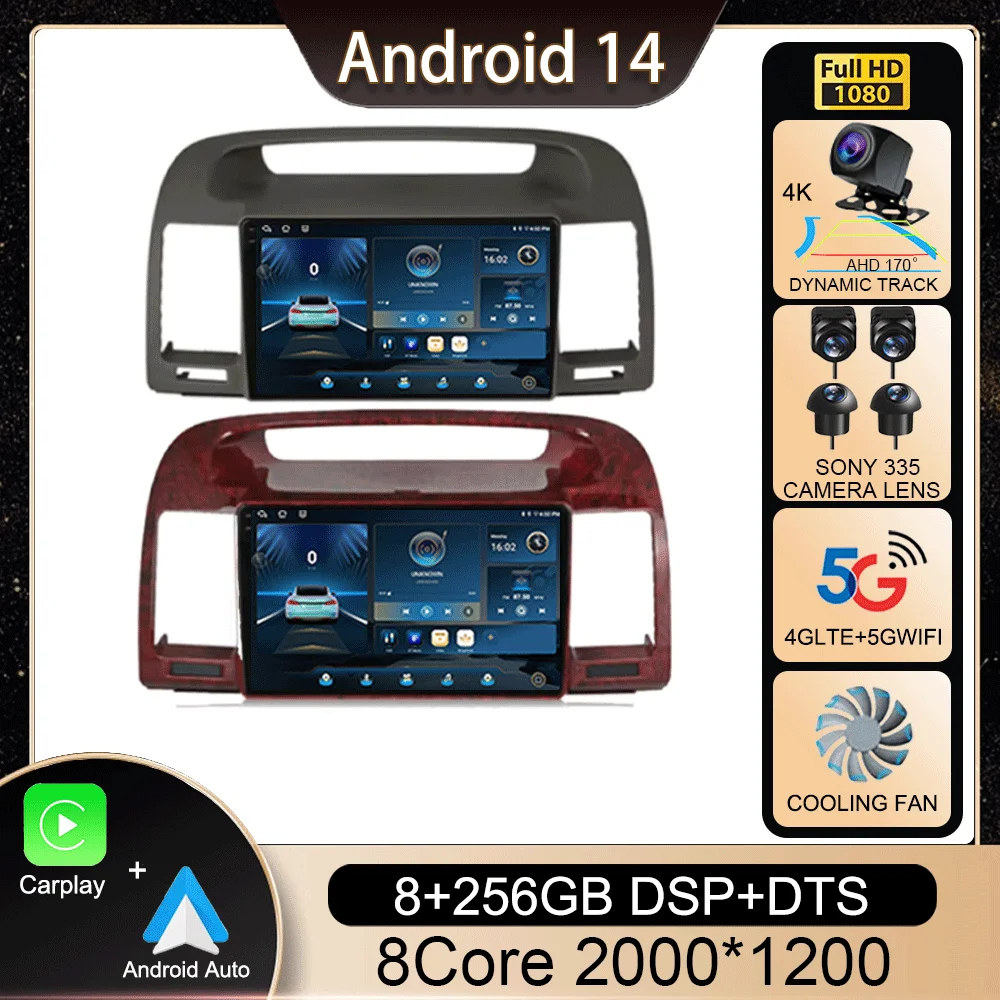 

Android 14 Carplay Car Radio For Toyota Camry 5 2002 2003 2004 2005 2006 Multimedia Video Player GPS Navigation 2 Din DVD Stereo