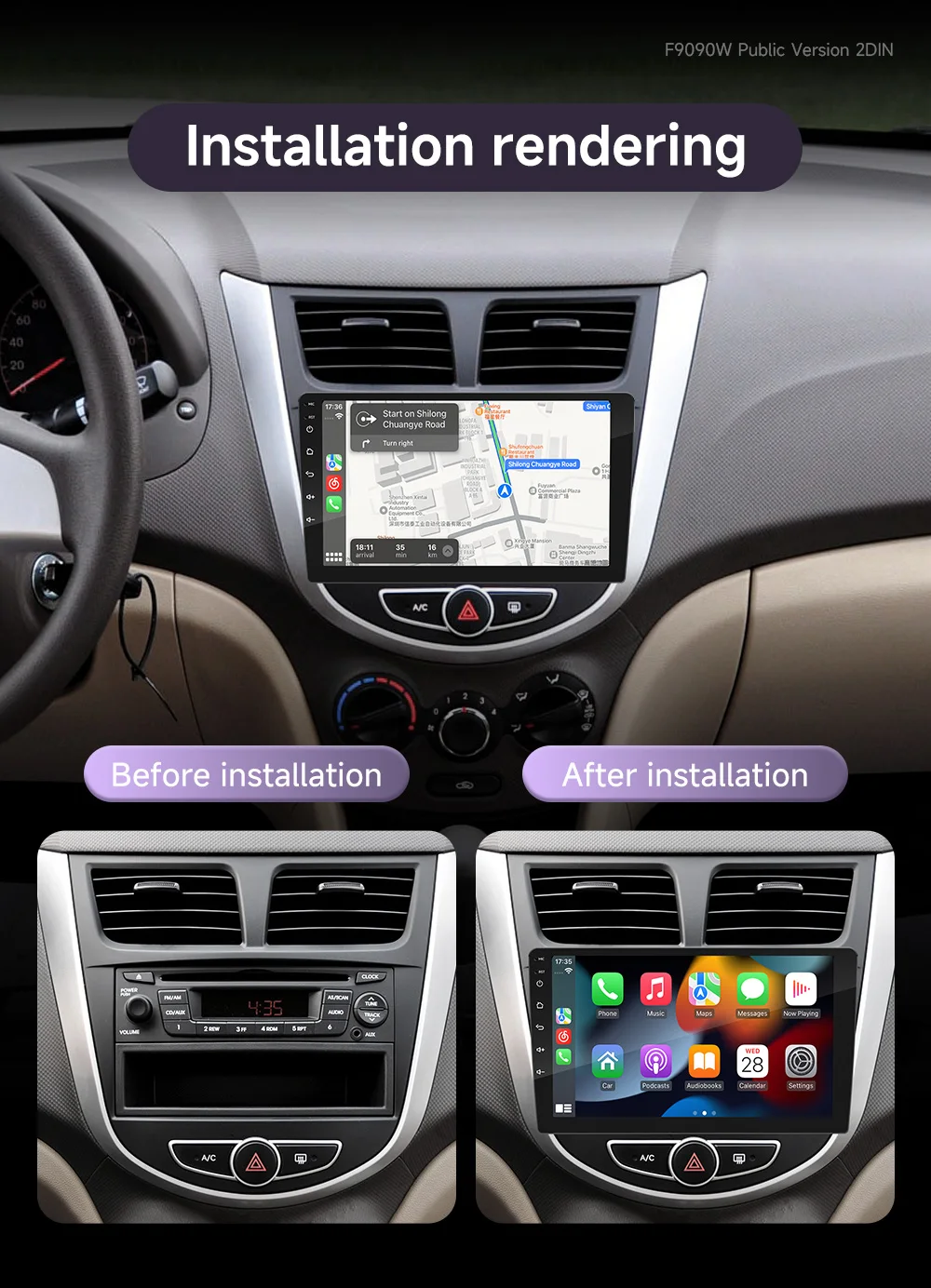 BQCC 9'' Universeller MP5 Auto-Player 1024*600 Kabelloses CarPlay Android Auto Unterstützt BT AUX FM AM Stereo Radio Multimedia-Haupteinheit – Detail 13