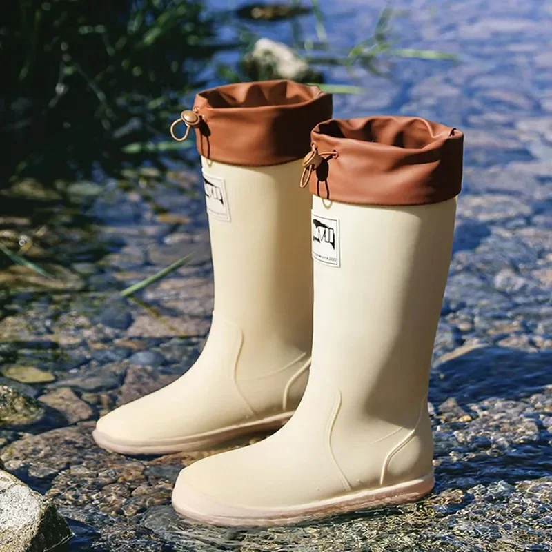 Botas de lluvia impermeables para hombre y mujer, zapatos antideslizantes de goma, a la moda, para trabajo y Pesca