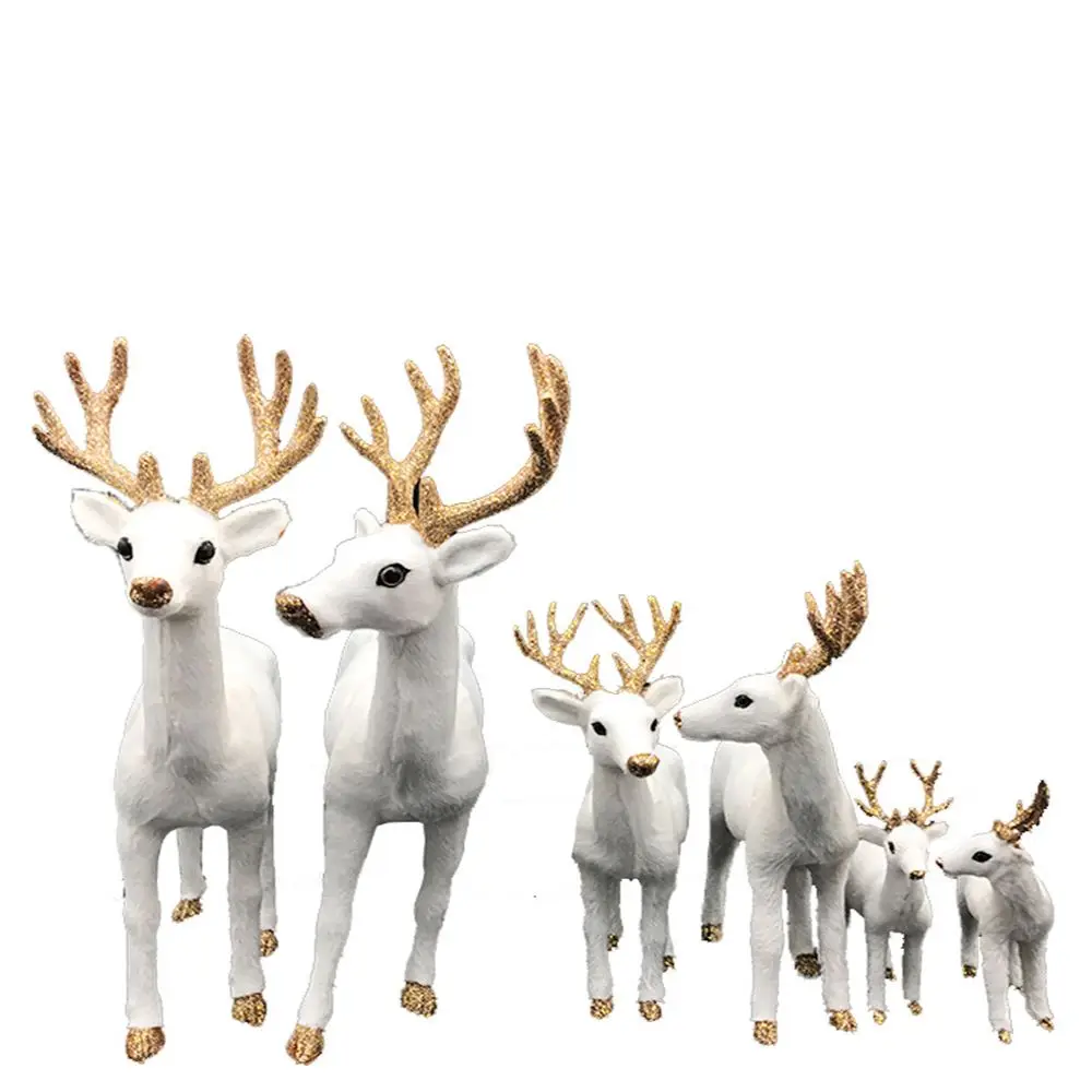 Merry Christmas Simulation Christmas White Reindeer P lush White Elk Standing D oll Sika deer new Year Decorate Christmas gift