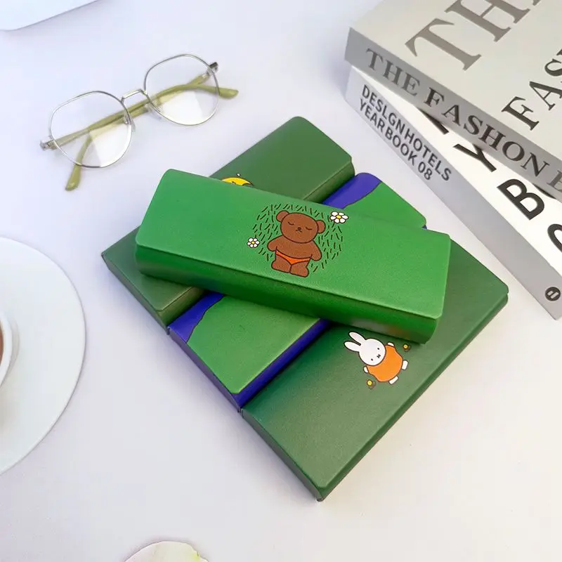 Miffy Rabbit New Kawaii Cartoon Glasses Box Green Portable Boys Girls' Children's Lightweight Glasses Storage Box Toys for Kids