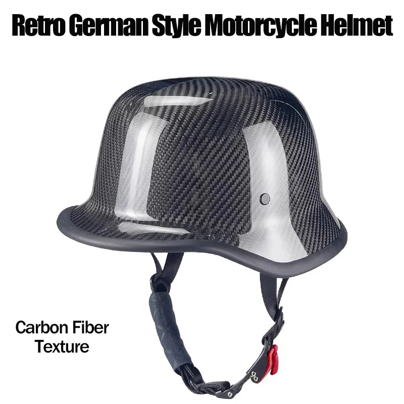 Retro German Style Motorcycle Helmet Personality Halley Cruising Moto Half Helmet Fashion Punk Style Carbon Fiber Helmet Unisex