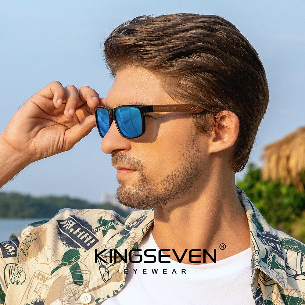 KINGSEVEN Klassische Vintage Holz Sonnenbrille Männer UV400 Polarisierte Retro Schutzbrille Frauen Männlich Outdoor Brillen – Detail 4