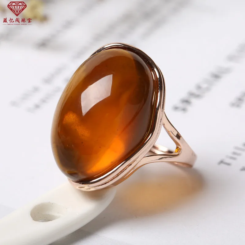 Natural Blue Amber Ring Adjustable Women Men Healing Gemstone Fine Jewelry Genuine Yellow Red Baltic Amber Rings Anillos Mujer