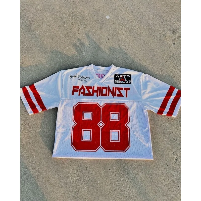 

Футболка Y2K, американская модная быстросохнущая дышащая свободная футбольная рубашка с 3D принтом, уличная одежда, повседневный нейтральный топ